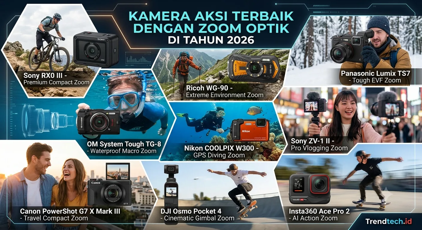 Kamera aksi terbaik dengan zoom optik 2026